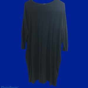 🌒 Casual Black Midi Dress With pockets